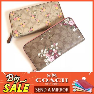 COACH กระเป๋าสตางค์ ACCORDION ZIP WALLET IN SIGNATURE CANVAS WITH FLORAL BUNDLE PRINT F29931 (Multi)