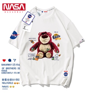 เสื้อยืดแขนสั้นลําลอง ผ้าฝ้าย ทรงหลวม พิมพ์ลาย Nasa สร้างสรรค์ สําหรับผู้ชาย