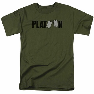 เสื้อยืดลําลอง แขนสั้น พิมพ์ลายโลโก้ Platoon สีเขียวทหาร สําหรับผู้ชาย 263876