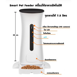 Smart pet feeder เครื่องให้อาหารอัตโนมัติ จุอาหารได้ 7.5 ลิตร//กดสั่งด้วยมือถือ/มีแบบมกล้องและไม่มีกล้อง**สินค้าพร้อมส่ง