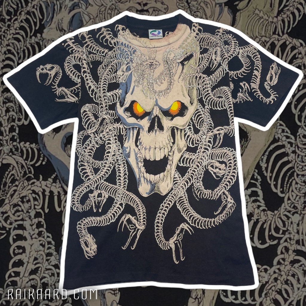 VTGH14 เมดูซ่า หัวกระดูก – Medusa Bone Head / Liquid Blue T-shirt