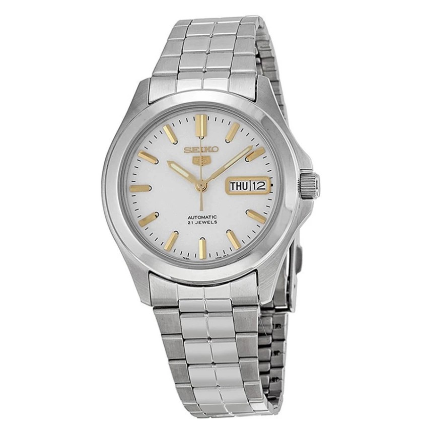 SEIKO 5 Automatic นาฬิกาข้อมือผู้ชาย สีเงิน/ขาว/ทอง สายสแตนเลส รุ่น SNKK89K1