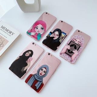 กรณี OPPO A1K A3s A5s A7 A12 A12e A37 A37F A71 A71K F1 F1F F1s เคสโทรศัพท์แบบนุ่มสาวมุสลิมน่ารักฝาหลังแบบใส @REALFASIHION