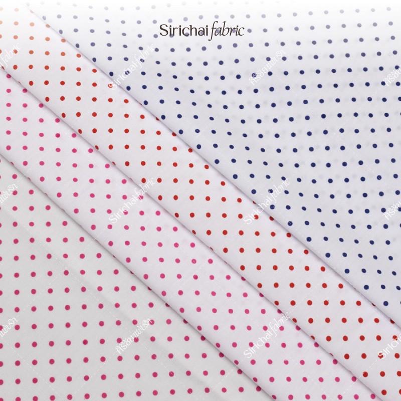ผ้าคอตต้อนทีซี Cotton TC ลายจุดเล็ก 3 มม. หน้ากว้าง 45 นิ้ว ผ้าเมตร ผ้าหลา