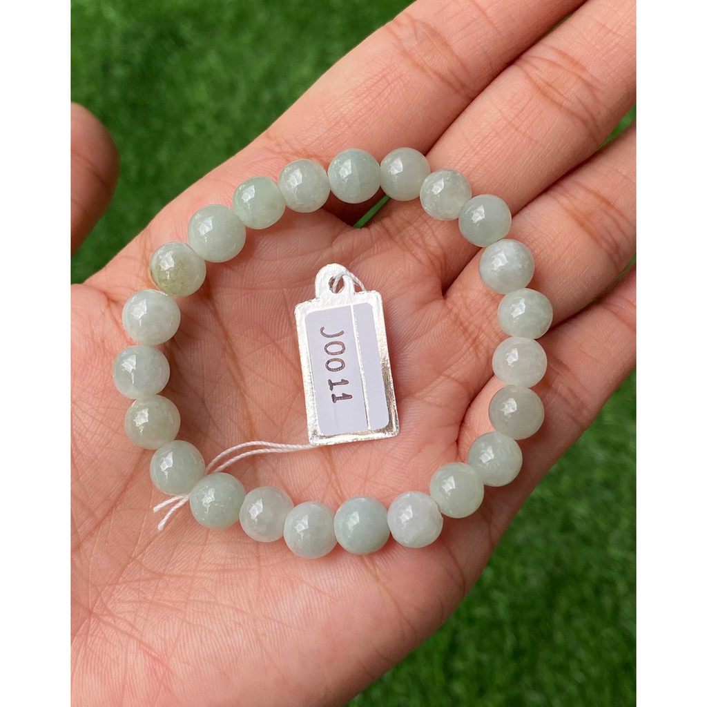 J0011 หยก พม่า แท้ Jade กำไล ประคำหยก (Jadeite Beads Bracelet) พม่า (Myanmar)