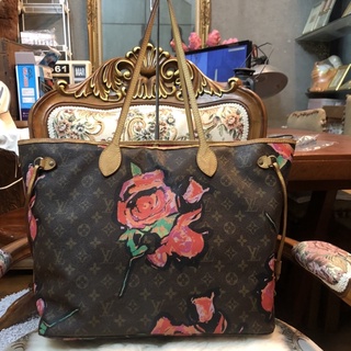 กระเป๋าหลุยส์ neverfull  เนเวอร์ฟู หนังแท้ ดอกกุหลาบ