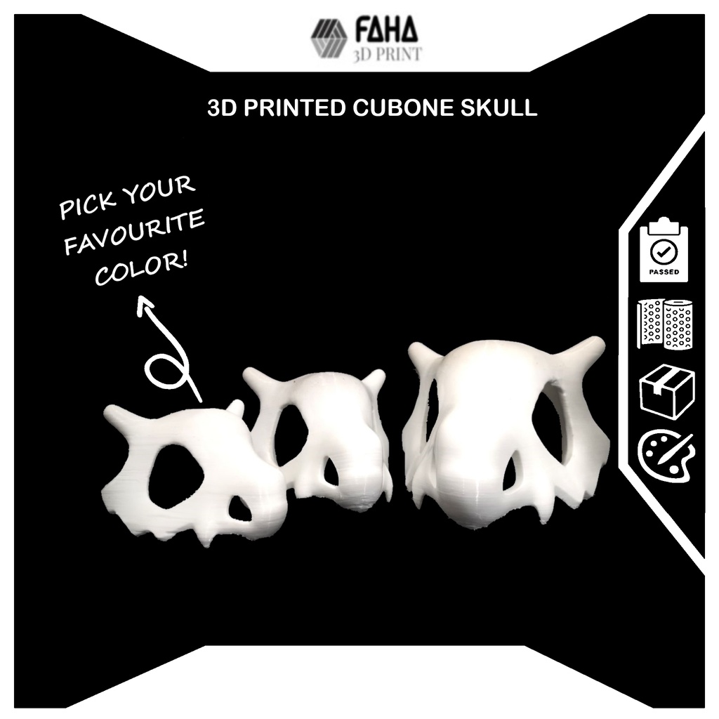 3D พิมพ์ตกแต่งขนาดเล็ก Cubone Skull Pokemon Home Deco