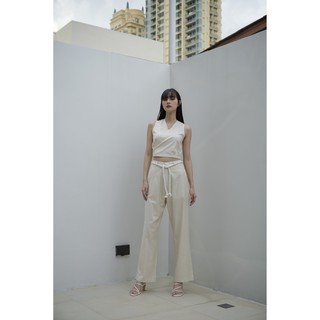 xothelabel -  Linen pants กางเกงผ้าลินินแบบมีเชือกผูกเอวสวยใส่สบาย