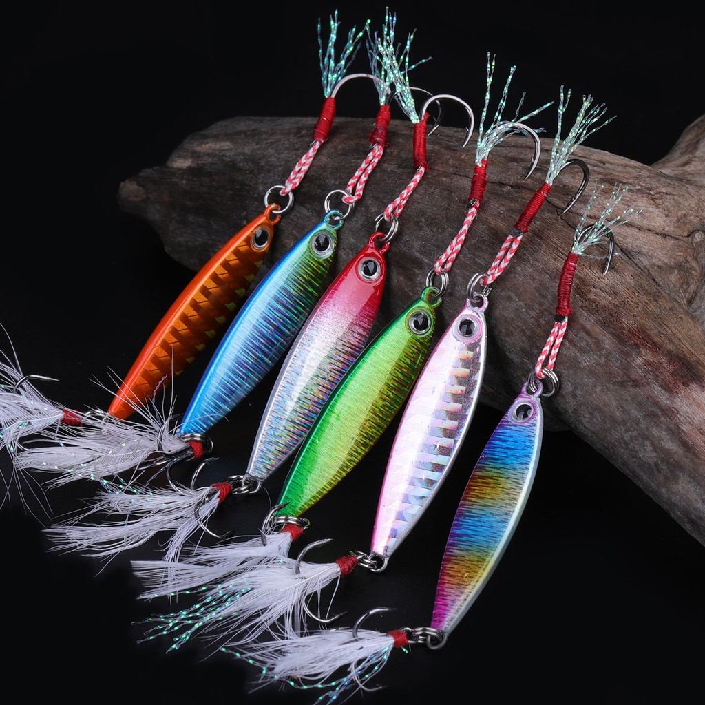 Sougayilang Jigging เหยื่อตกปลา โลหะ อ่างล้างจาน และตะขอแหลม 6.8 ซม. 1 ชิ้น ขนาด 12 กรัม สีเขียว