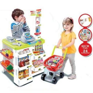 ร้านซุปเปอร์มาเก็ต เคาน์เตอร์ รถเข็นซุปเปอร์มาเกต ร้านขายของ Supermaket Playset