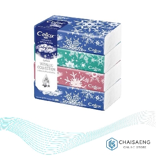 (แพ็ค 4) Cellox Purify Metallic Cooling Facial Tissue เซลล็อกซ์ พิวริฟาย เมทัลลิค คูลลิ่ง กระดาษเช็ดหน้า 100 แผ่น