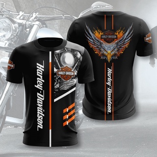 เสื้อยืดคอกลม แขนสั้น พิมพ์ลายโลโก้รถยนต์ Harley 3 มิติ สําหรับผู้ชาย