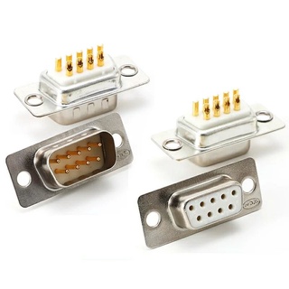 Gold-Plated DB9-pin Serial COM หัว D-SUB ปลั๊ก RS232คู่แถว PLC Connector 485พอร์ต HIFIคุณภาพสูง