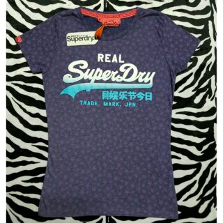 Superdry Womens Real Vintageเสื้อยืดไซส์ S สีม่วง ของแท้