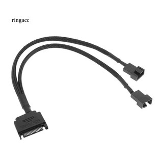 Rac_sata 15Pin to 2 Way 3Pin 4Pin พัดลมคอมพิวเตอร์ อะแดปเตอร์พาวเวอร์ สายเคเบิลต่อขยาย