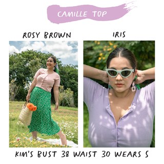 (ใส่โค้ดFEBINC30ลดเพิ่ม30%) เสื้อผ้าร่อง เสื้อแขนสั้น สาวอวบ กระดุมหน้า CAMILLE TOP