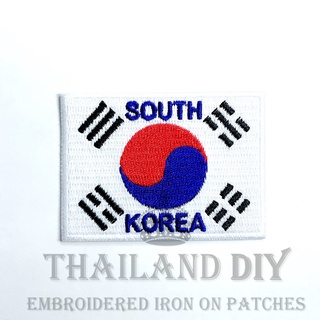 ตัวรีดติดเสื้อ ธงชาติเกาหลีใต้ เกาหลี ทีมชาติ ท่องเที่ยว ธง South Korea Flag Patch งานปัก WOP DIY ตัวรีด อาร์มติดเสื้อ