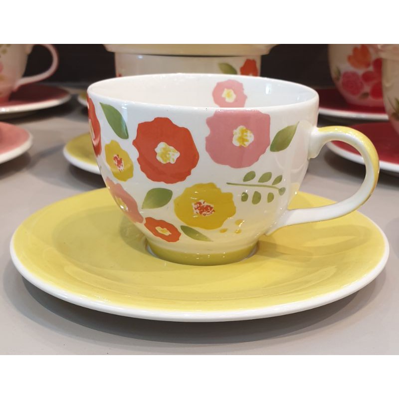 ชุดกาแฟเซรามิคลายดอกไม้ขนาด 7 ออนซ์พร้อมจานรอง#สินค้าใช้เวลาจัดส่ง 3 วัน#