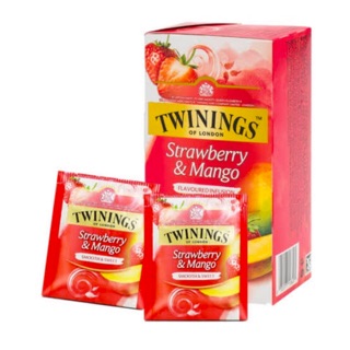 ชา Twinings Tea ชามะม่วงผสมสตรอเบอรี่  Strawberry &amp; Mango ชาผลไม้ ชาอังกฤษ 25 ซอง ชามะม่วง ชาสตรอเบอรี่