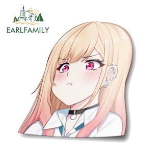 Earlfamily สติกเกอร์ไวนิล ลายการ์ตูนอนิเมะ Kitagawa Marin Pouting My Dress-Up Darling ขนาด 13 ซม. x 12.9 ซม. สําหรับติดตกแต่งรถยนต์ รถจักรยานยนต์