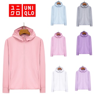 Uniqlo Airism เสื้อแจ็กเก็ต มีฮู้ด ป้องกันรังสียูวี แห้งเร็ว สําหรับผู้หญิง