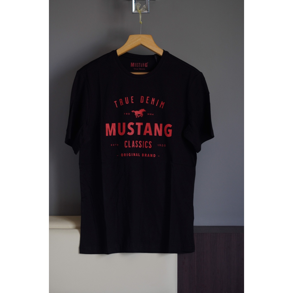 Mustang Alex C Print (Original) UK Size S Regular fit ผ้าคอตตอน 100% สีดํา