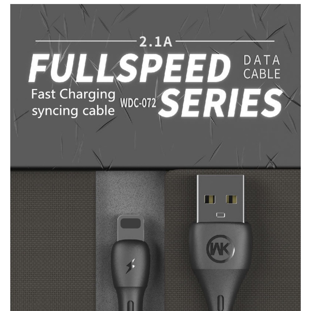 WK DESIGN WDC-072 1M 1 เมตร Micro fruit Type-C สายเคเบิลข้อมูล USB ความเร็วเต็ม