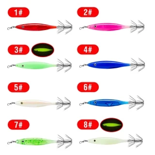 เหยื่อตกปลาหมึกเรืองแสงในที่มืด พลาสติกแข็ง 3D 8 สี 6 ซม. 5 กรัม 1 ชิ้น
