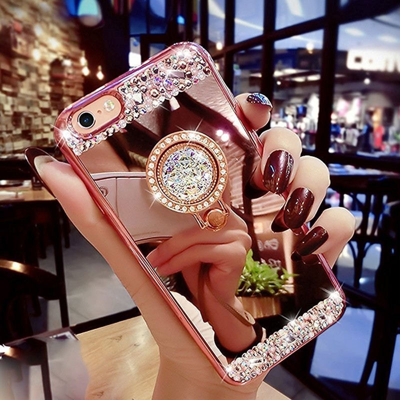 เคสไอโฟน Rose Gold Diamond Mirror iPhone 5 5G 5S SE On 7 8 Plus 6 S X 10