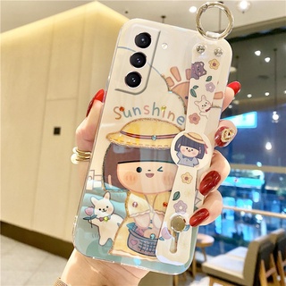 ใหม่ เคสโทรศัพท์มือถือนิ่ม ลายการ์ตูนเด็กผู้หญิงน่ารัก ประดับพลอยเทียม พร้อมสายคล้องมือ สําหรับ Samsung S23 Ultra S23+ 2023 S23 GalaxyS23