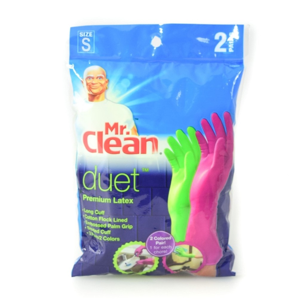 Mr Clean Duet ถุงมือยางพรีเมี่ยมเหมาะสําหรับทําความสะอาดห้องครัวและห้องน้ํา