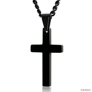 ۩✚สร้อยคอ ไม้กางเขน Vintage Cross Pendant Necklace Stainless Steel Necklace Black Chain Pendant Christian Jesus