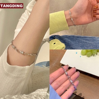 【COD Tangding】 สร้อยข้อมือโซ่ สไตล์เรโทร เรียบง่าย บุคลิกภาพ สร้อยข้อมือเชื่อมโยง แฟชั่น