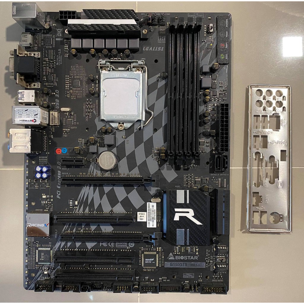 MAINBOARD 1151 BIOSTAR B150GT5 Racing GEN6 พร้อมฝาหลัง สภาพดี ไม่มีตำหนิ มีประกัน