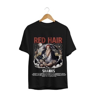 เสื้อยืดคอกลมเสื้อยืดพลาสติก พรีเมี่ยม พิมพ์ลายอนิเมะ ONE PIECE RED HAIRS-3XL