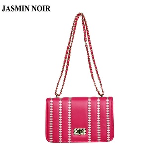 Jasmin NOIR กระเป๋าสะพายไหล่ กระเป๋าถือ พิมพ์ลายทาง แต่งสายโซ่คล้อง สําหรับสตรี