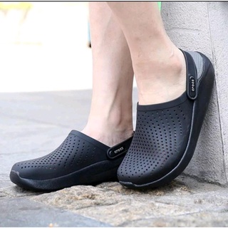 Crocs Literide Clog รองเท้าแตะ แบบสวม วัสดุยางพารา สําหรับผู้ชาย ผู้หญิง สีดํา เพื่อสุขภาพ