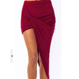 (พร้อมส่ง) BKK76039 กระโปรงแฟชั่น Size L (สีแดงเข้ม)
