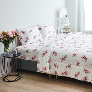 KASSA HOME ชุดผ้าปูที่นอน รุ่น Flowery Rose TENCEL14-470T ทวินไซส์ ขนาด 3.5 ฟุต (ชุด 3 ชิ้น) สีขาว ชุดเครื่องนอน