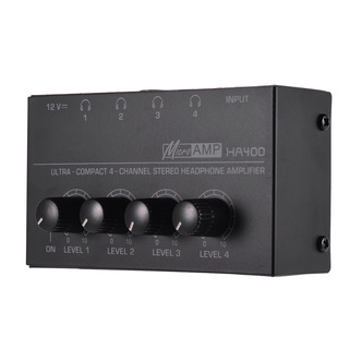 mus ha 400 ultra -compact 4 channels เครื่องขยายเสียงสเตอริโอพร้อมอะแดปเตอร์พาวเวอร์