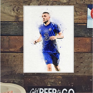 โปสเตอร์ ผ้าแคนวาส มาเตโอ โควาซิช เชลซี Mateo Kovacic Chelsea ภาพวาด ศิลปะ นักบอล นักฟุตบอล