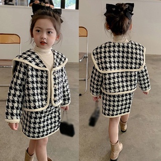 Babyzone ชุดกระโปรงเด็กผู้หญิง 0-3T คอกะลาสี Houndstooth ชุดเด็ก