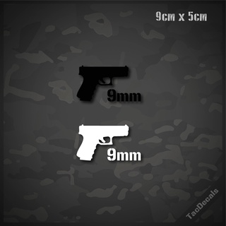 สติกเกอร์รูปปืน Glock 9mm สติกเกอร์ติดรถยนต์ งานไดคัท สะท้อนแสง3M+ไม่สะท้อนแสง