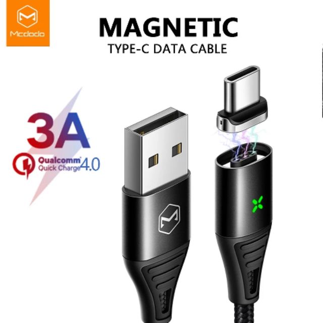 สายชาร์จหัวแม่เหล็ก Mcdodo USB Type C 3A Magnetic USB Cable For Samsung Galaxy S10 S20 Plus QC 4.0 Fast Charging