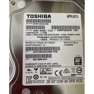 📌ขาย HDD PC SATAยี่ห้อ TOSHIBA1TBใสๆไม่ติดสี ไม่ติด BAD