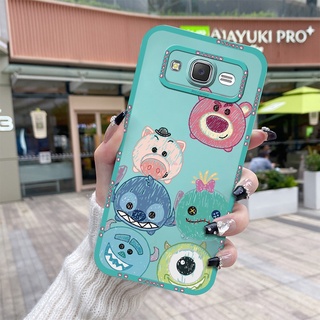 เคสซิลิโคนนิ่ม ขอบสี่เหลี่ยม กันกระแทก ป้องกันกล้อง ลายการ์ตูนหมี สําหรับ Samsung Galaxy J7 2015 J7 Core