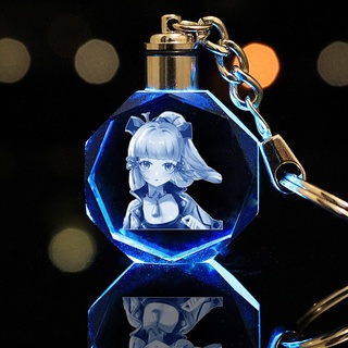 Genshin Impact คอสเพลย์ Kamisato Ayaka/Zhongli สีสันสดใสคริสตัล Key Chain สำหรับผู้หญิงอุปกรณ์เสริมจี้ Key Ring Gift เกนชินอิมแพค