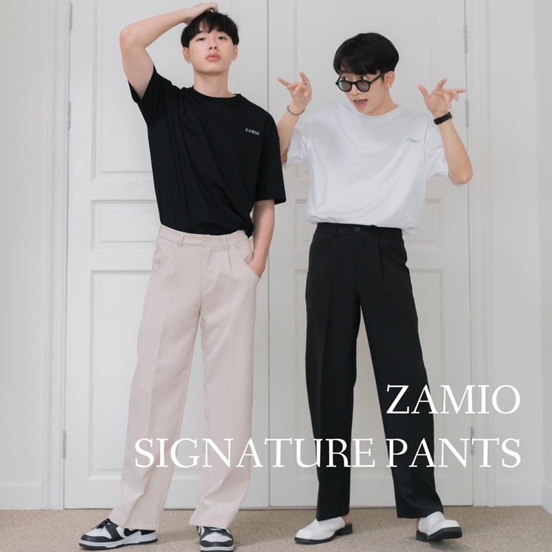 ZAMIO SIGNATURE PANTS กางเกงสแลคเอวสูงทรงกระบอกตรง - zamio.official ...