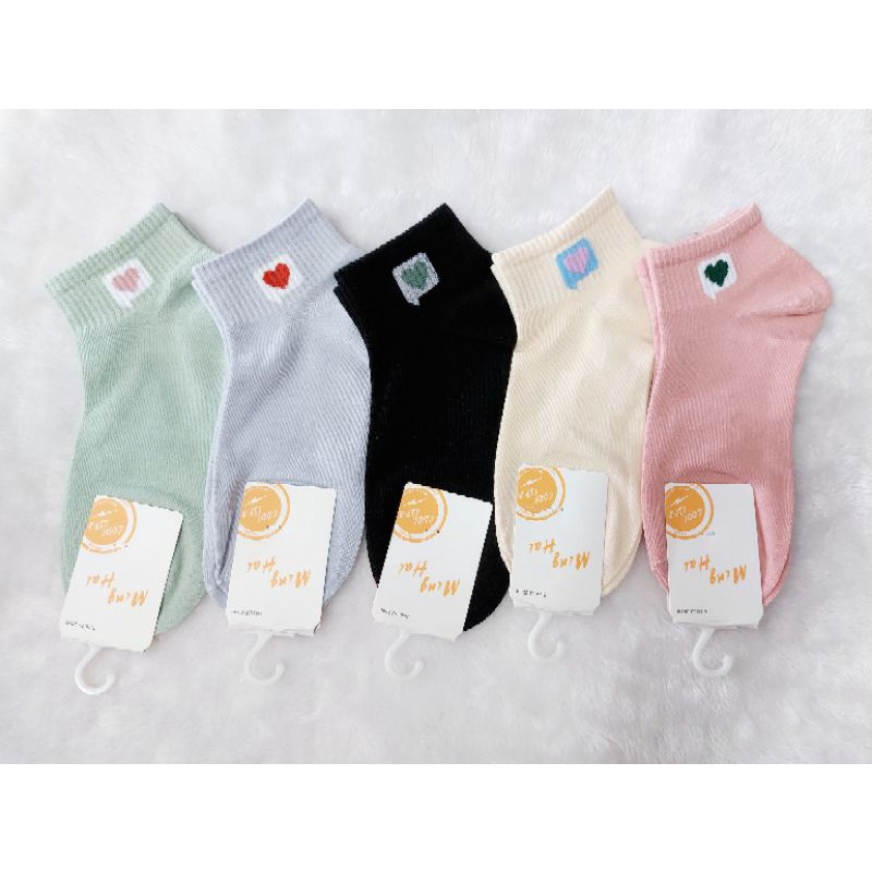 ค้ม✅ถุงเท้าแฟชั่นสีพื้นราคาส่ง แพ็ค​10คู่​ ให้ร้านเลือกลายให้