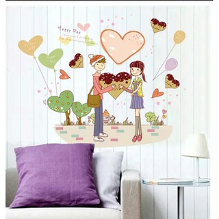 หัวใจเดียวกัน 50x70 cm.สติ๊กเกอร์ใส ติดผนังบ้าน Wallsticker Home Decor